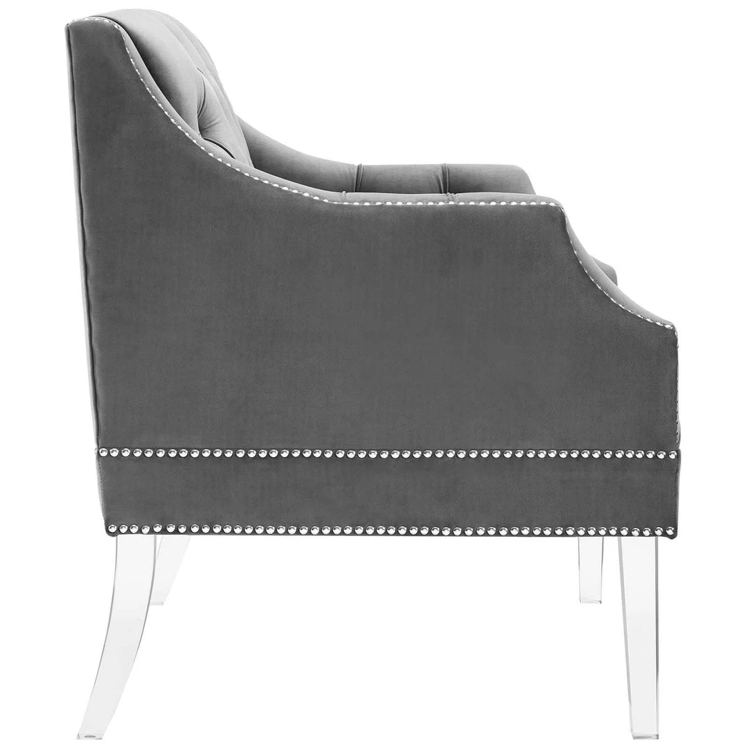 Modway Proverbial Armchair Performance Velvet Set Of 2 Gray Armchairs 3 Modway Proverbial Armchair Performance Velvet Set Of 2 Gray Armchairs