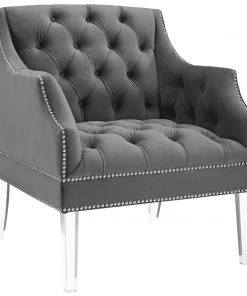 Modway Proverbial Armchair Performance Velvet Set Of 2 Gray Armchairs