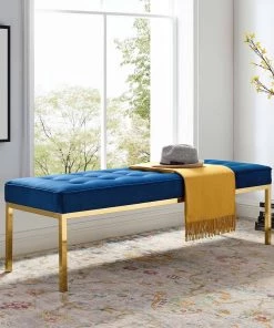 Modway Accent Benches Province French Vintage Upholstered Fabric Bench Beige