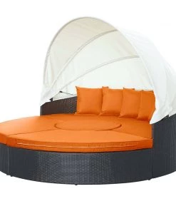 Modway Quest Canopy Outdoor Patio Daybed Espresso Orange Outdoor Daybeds