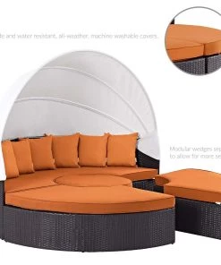 Modway Quest Canopy Outdoor Patio Daybed Espresso Orange Outdoor Daybeds