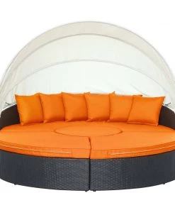 Modway Quest Canopy Outdoor Patio Daybed Espresso Orange Outdoor Daybeds