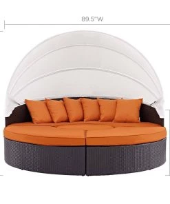 Modway Quest Canopy Outdoor Patio Daybed Espresso Orange Outdoor Daybeds