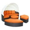 Modway Quest Canopy Outdoor Patio Daybed Espresso Orange Outdoor Daybeds