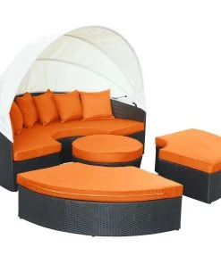 Modway Quest Canopy Outdoor Patio Daybed Espresso Orange Outdoor Daybeds