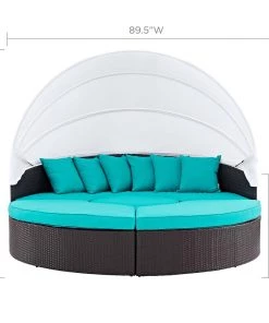 Modway Quest Canopy Outdoor Patio Daybed Espresso Turquoise