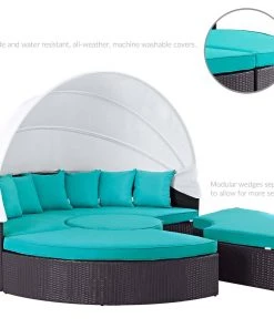 Modway Quest Canopy Outdoor Patio Daybed Espresso Turquoise
