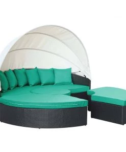 Modway Quest Canopy Outdoor Patio Daybed Espresso Turquoise