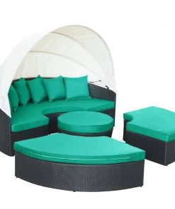 Modway Quest Canopy Outdoor Patio Daybed Espresso Turquoise