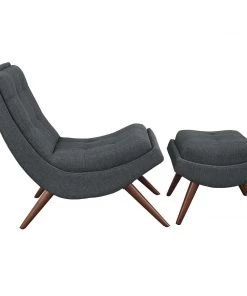 Modway Ramp Upholstered Fabric Lounge Chair Set Gray Chaise Lounge Chairs