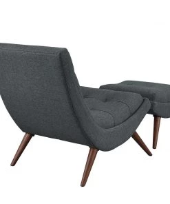 Modway Ramp Upholstered Fabric Lounge Chair Set Gray Chaise Lounge Chairs