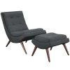 Modway Ramp Upholstered Fabric Lounge Chair Set Gray Chaise Lounge Chairs