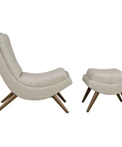 Modway Ramp Upholstered Fabric Lounge Chair Set Sand Chaise Lounge Chairs