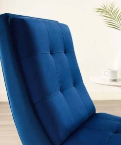 Modway Ramp Upholstered Performance Velvet Lounge Chair And Ottoman Set Navy