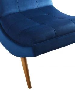 Modway Ramp Upholstered Performance Velvet Lounge Chair And Ottoman Set Navy