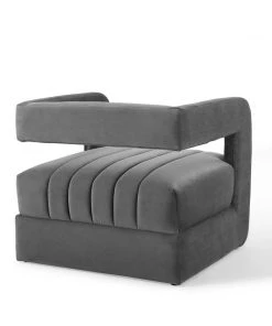 Modway Armchairs Range Tufted Performance Velvet Accent Armchair Charcoal