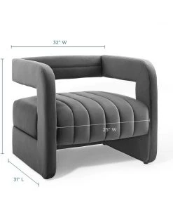 Modway Armchairs Range Tufted Performance Velvet Accent Armchair Charcoal