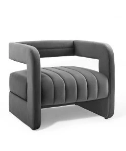 Modway Armchairs Range Tufted Performance Velvet Accent Armchair Charcoal
