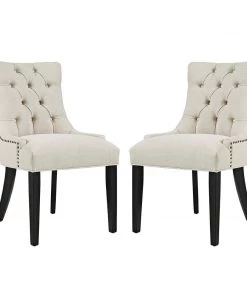 Modway Dining Chairs Regent Dining Side Chair Fabric Set Of 2 Beige