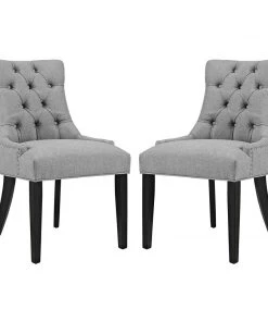 Modway Dining Chairs Regent Dining Side Chair Fabric Set Of 2 Light Gray