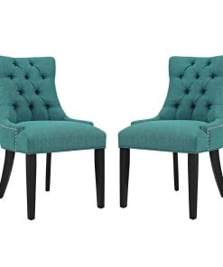 Modway Dining Chairs Regent Dining Side Chair Fabric Set Of 2 Teal
