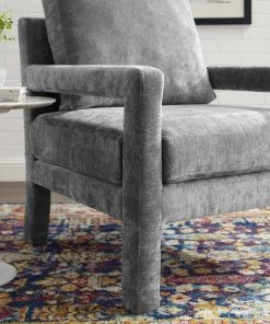 Modway Rehearse Crushed Performance Velvet Armchair Gray Armchairs