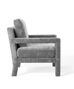 Modway Rehearse Crushed Performance Velvet Armchair Gray Armchairs