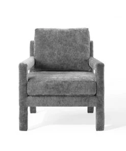 Modway Rehearse Crushed Performance Velvet Armchair Gray Armchairs
