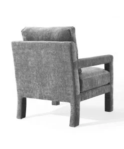 Modway Rehearse Crushed Performance Velvet Armchair Gray Armchairs