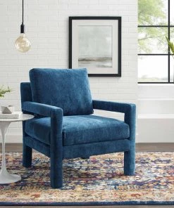 Modway Rehearse Crushed Performance Velvet Armchair Navy Armchairs