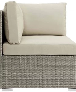 Modway Repose Sunbrella® Fabric Outdoor Patio Corner Light Gray Beige