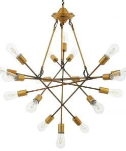 Modway Request Antique Brass 18 Light Mid-Century Pendant Chandelier