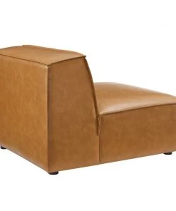 Modway Restore Vegan Leather Sectional Sofa Armless Chair Tan