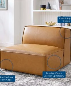 Modway Restore Vegan Leather Sectional Sofa Armless Chair Tan