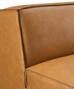 Modway Restore Vegan Leather Sectional Sofa Armless Chair Tan
