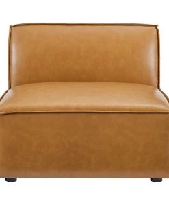 Modway Restore Vegan Leather Sectional Sofa Armless Chair Tan