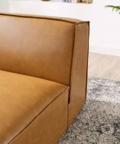 Modway Restore Vegan Leather Sectional Sofa Armless Chair Tan