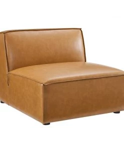 Modway Restore Vegan Leather Sectional Sofa Armless Chair Tan