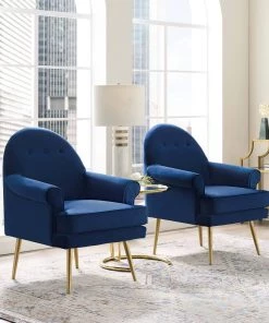 Modway Revive Armchair Performance Velvet Set Of 2 Navy Armchairs 12 Modway Revive Armchair Performance Velvet Set Of 2 Navy Armchairs