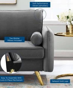 Modway Revive Performance Velvet Sofa Gray