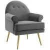 Modway Revive Tufted Button Accent Performance Velvet Armchair Gray Armchairs