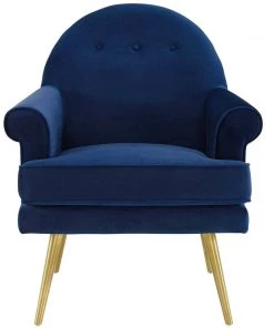 Modway Revive Tufted Button Accent Performance Velvet Armchair Navy Armchairs