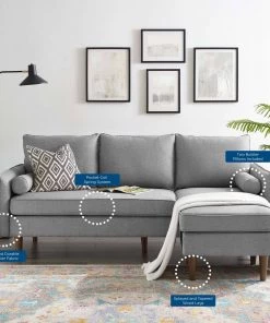 Modway Revive Upholstered Right Or Left Sectional Sofa Light Gray Sectionals