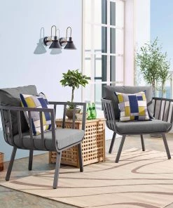 Modway Armchair Sets Riverside Outdoor Patio Aluminum Armchair Set Of 2 Gray Charcoal 16 Modway Armchair Sets Riverside Outdoor Patio Aluminum Armchair Set Of 2 Gray Charcoal