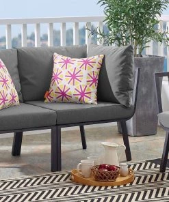 Modway Outdoor Sectional Riverside Outdoor Patio Aluminum Corner Chair Gray Charcoal