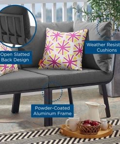 Modway Outdoor Sectional Riverside Outdoor Patio Aluminum Corner Chair Gray Charcoal