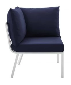 Modway Riverside Outdoor Patio Aluminum Corner Chair White Navy