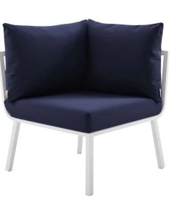 Modway Riverside Outdoor Patio Aluminum Corner Chair White Navy