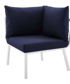 Modway Riverside Outdoor Patio Aluminum Corner Chair White Navy