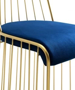 Modway Rivulet Gold Stainless Steel Performance Velvet Bar Stool Gold Navy